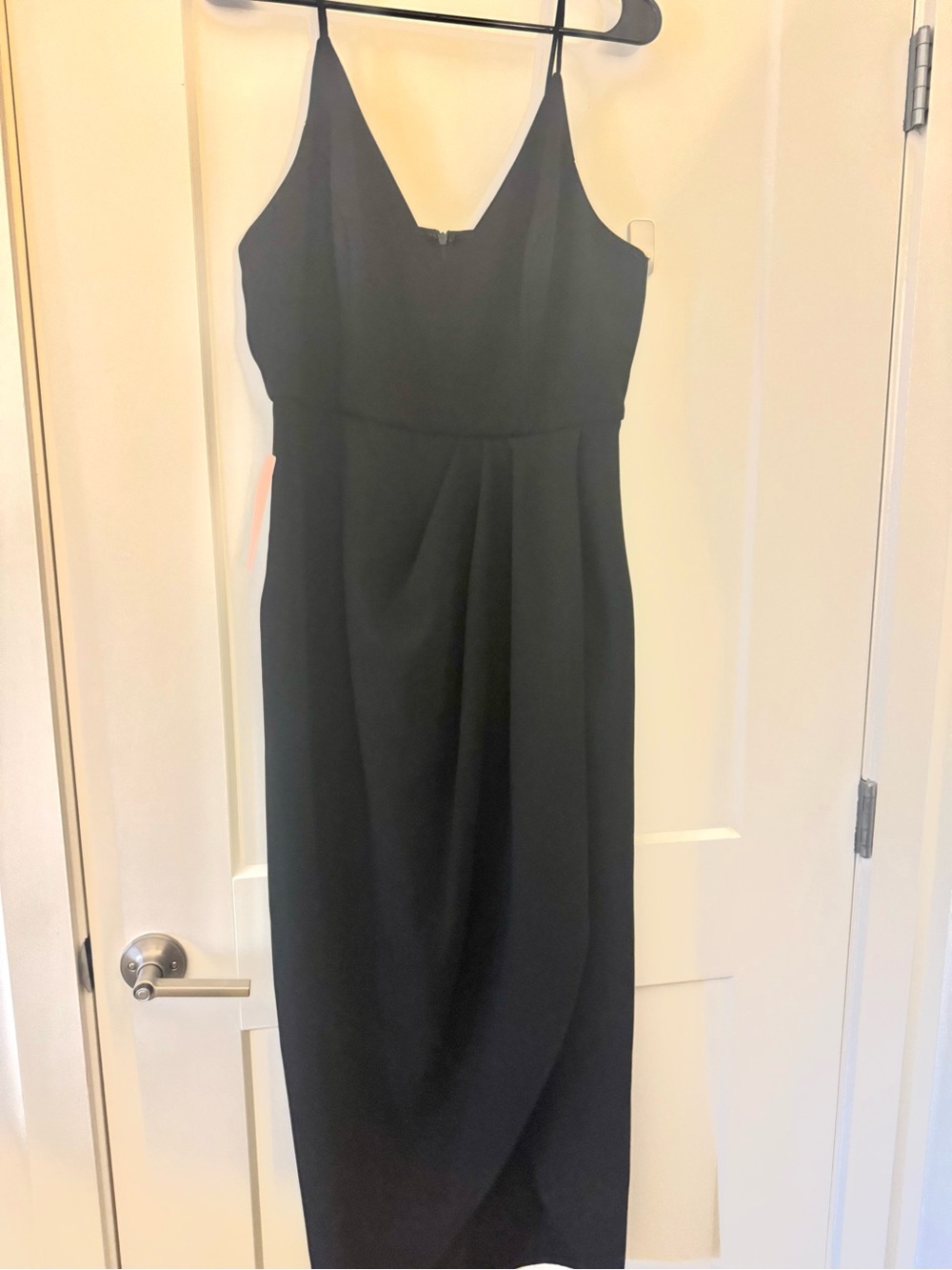 Classic Black Knee Length Dress with Classic Details Thin Straps XSCAPE